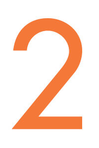 The number two in a bright orange color.