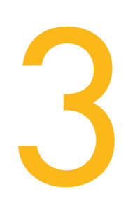 The number three in a golden-yellow color.