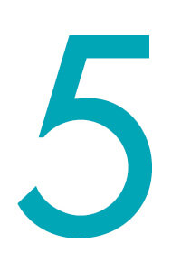 The number five in a turquoise color.