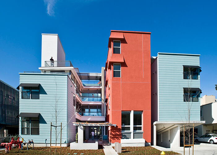 A photo of Casa Feliz, an example of well-design affordable homes in California.