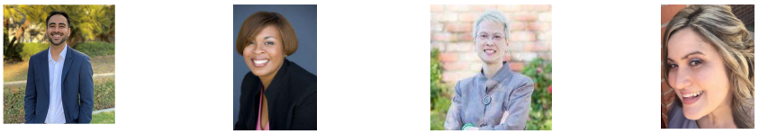 Four square images side by side depicting photos of new board members